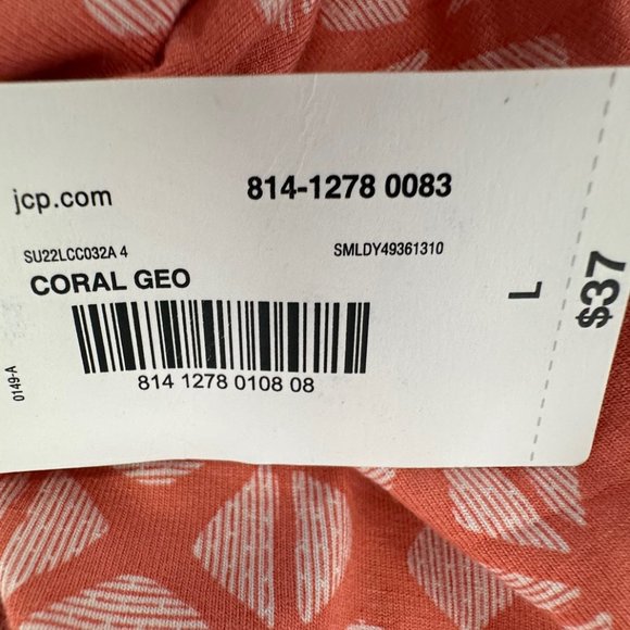 New! Liz Claiborne Skirt Large Rayon & Spandex Elastic Waist Coral Geo‎ MSRP $37 - Picture 2 of 10